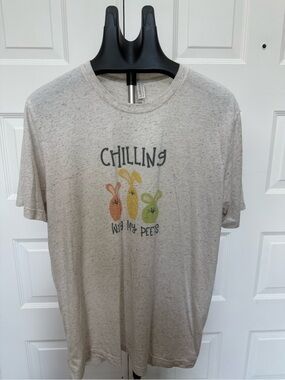 Bella Canvas Cream Heather Graphic Tee with Orange Yellow and Green Bunnies